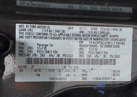 2015 Ford C-Max Energi Sel z USA, uszkodzony, nr VIN 1FADP5CU5FL116042